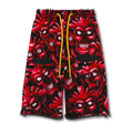 Vertabrae Red Graohic Print Skull Shorts