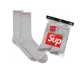 Supreme x Hanes Crew Socks (Grey) - 4 Pack