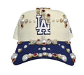 Custom Snapback LA Rhinestone Snapback (Navy Blue/Cream)