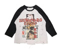 Wakoshi Graphic Tokyo Raglan Tee (White/Black) - Medium