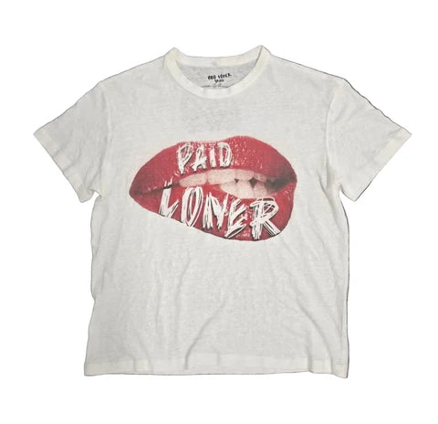 Paid Loner Sexy Lips Graphic Print Tee (White)