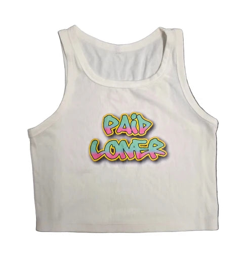 Paid Loner "Gradient" Graphic Logo Tank Top (White) - Small