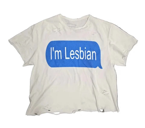 Paid Loner I'm Lesbian Tee (White) - Medium