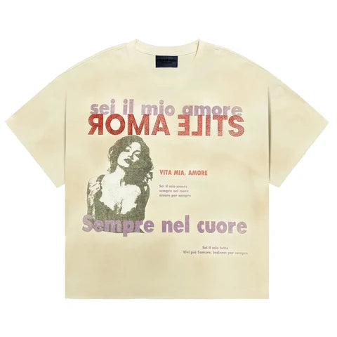 Stile De Amor Vita Mia Graphic Print Tee (Beige)
