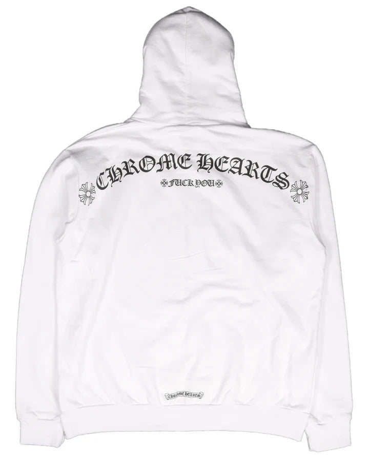 Chrome Hearts TBar Zip Up Hoodie (White)