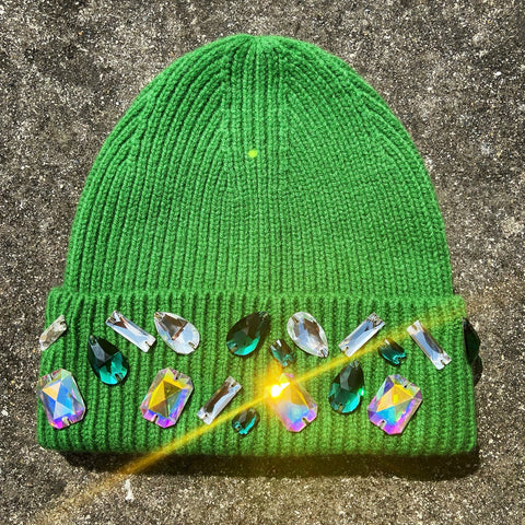Custom Beanies Louis Crown Beanie Cap (Green Mosaic)