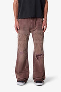 MNML Distressed Iron Cross Denim Jeans (Brown)