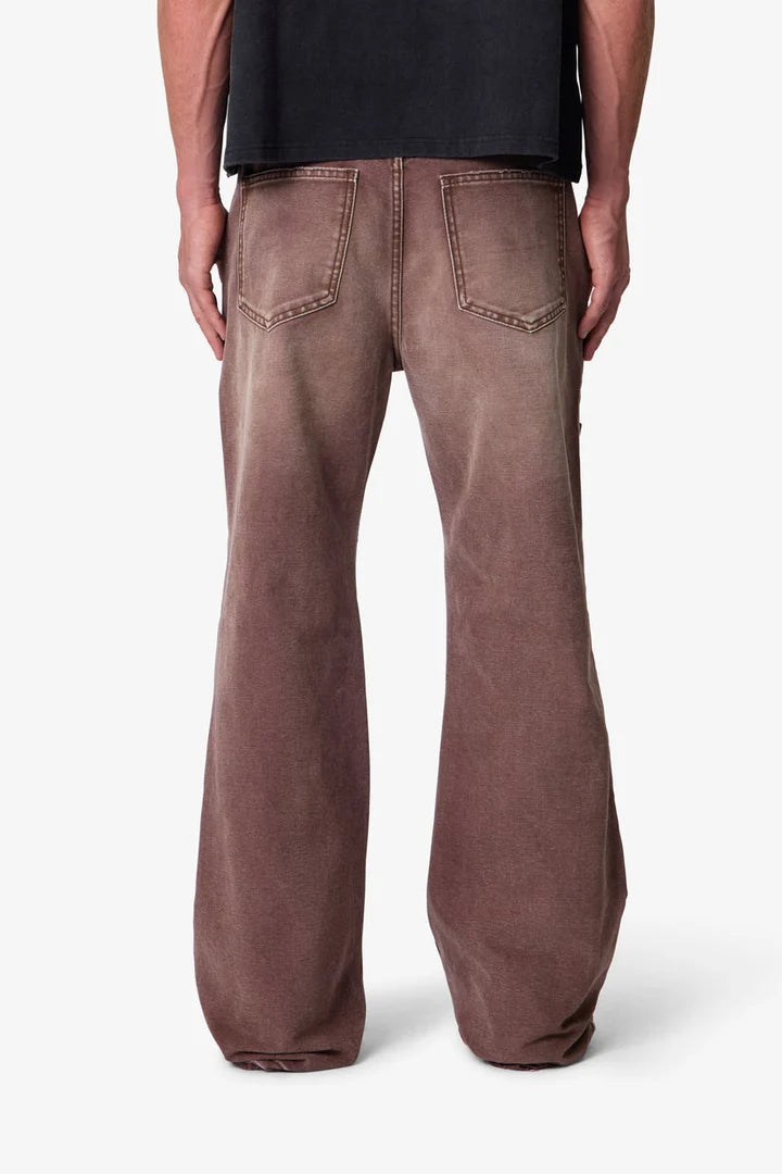 MNML Distressed Iron Cross Denim Jeans (Brown)