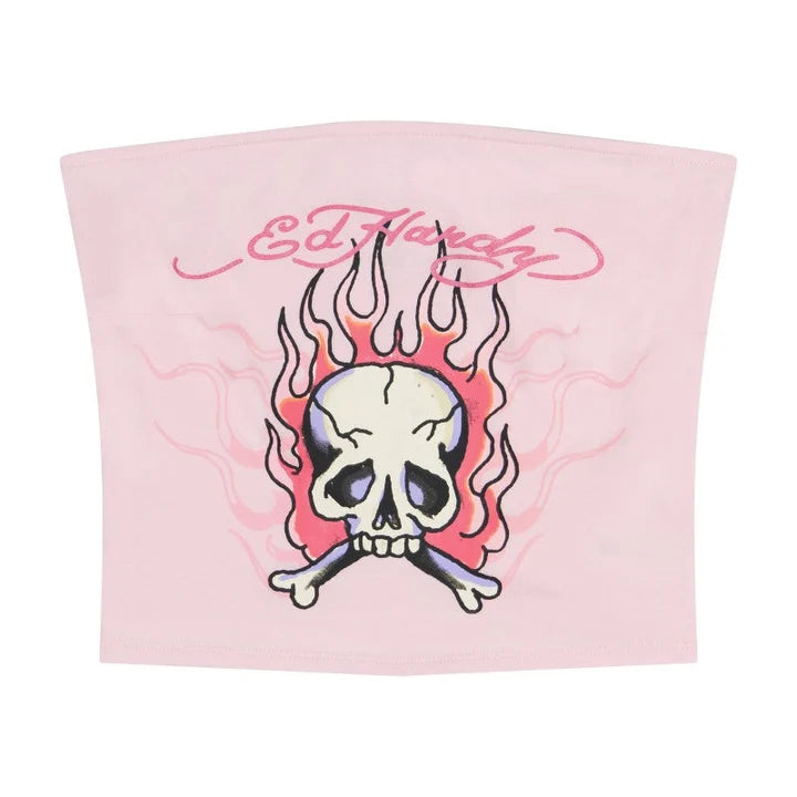 Ed Hardy Flame Booty Graphic Biker Set (Pink)