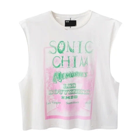 Happy Memories Don't Die HMDD Vegas Cut-Off Tank Top (White)