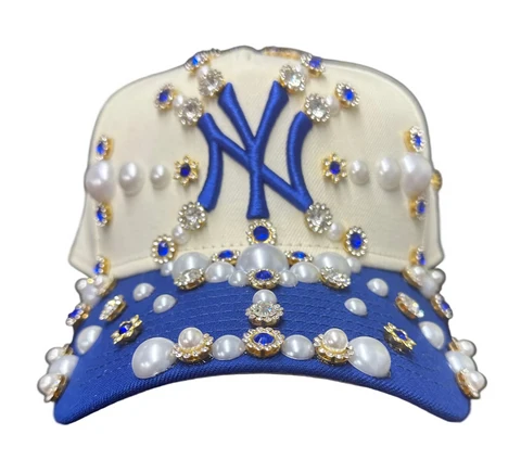 Token Miami Yankees Rhinestone Snapback (Tan/Royal)