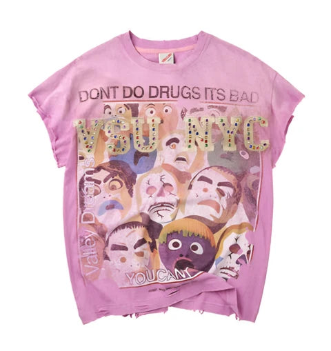 Vale "Don't Do Drugs Its Bad" Graphic Print Tank Top (Pink)