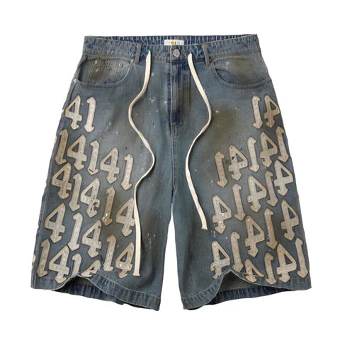 Vale White Charms Denim Shorts (Blue)