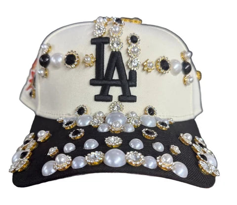 Token Miami LA Dodgers Rhinestone Snapback (Black/Cream)