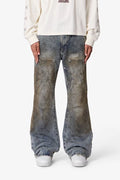 MNML Oil Stain Iron Cross Denim Jeans (Blue)
