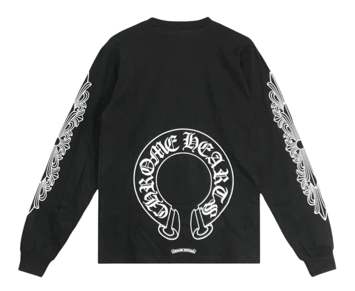 Chrome Hearts CH Horse Shoe Long Sleeve Pullover (Black) -  Small