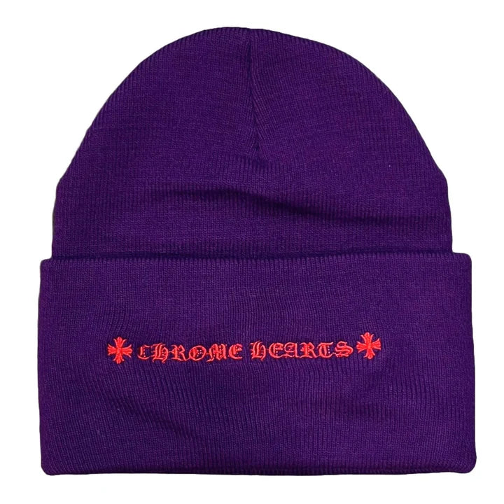 Chrome Hearts Triple Cross Beanie Hat (Purple/Red) -  One Size