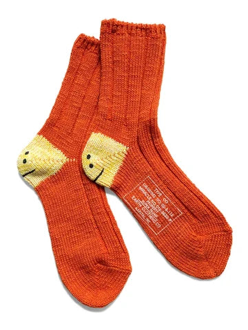 Kapital Smiley Crew Socks (Orange) - One Size