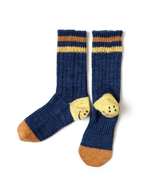 Kapital Smiley Crew Socks (Navy) - One Size