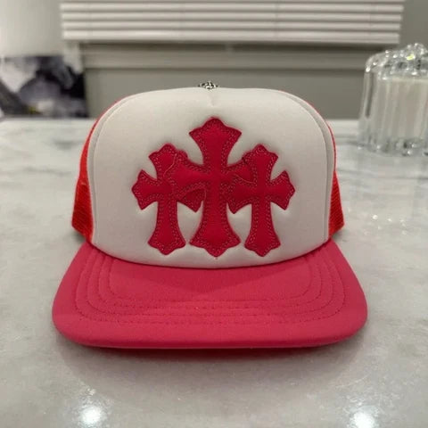 Chrome Hearts Ultra Triple Cross Miami Trucker Hat (Pink) - One Size