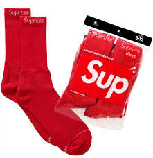 Supreme x Hanes Crew Socks (Red) - 4-Pack