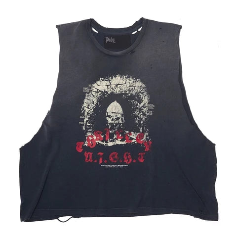 Paly Thriller Night Cut Off Sleeveless Tee (Black)